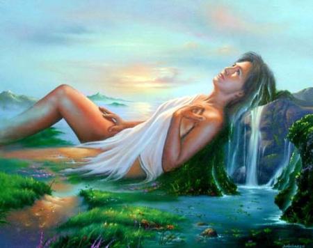 femme dans la mer jolie